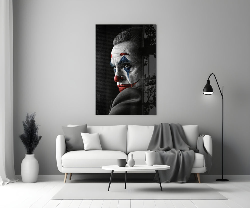 Joker Happy Face artwork styled in a creative loft interior