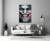 Comic Joker Grin artwork styled in a creative loft interior