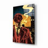 Period-drama tribute panel anchoring a man cave wall