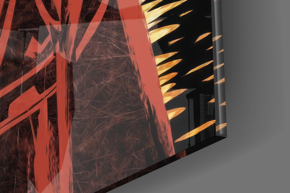 Peaky Blinders London glass wall art catching light to reveal its painted moon