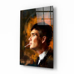 Period-drama tribute panel anchoring a man cave wall