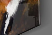 Tommy Shelby Profile glass wall art catching light to reveal its painted texture