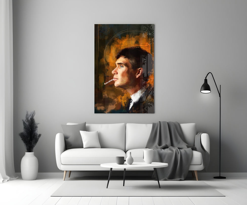 Tommy Shelby Profile artwork styled in a creative loft interior