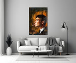 Tommy Shelby Profile artwork styled in a creative loft interior