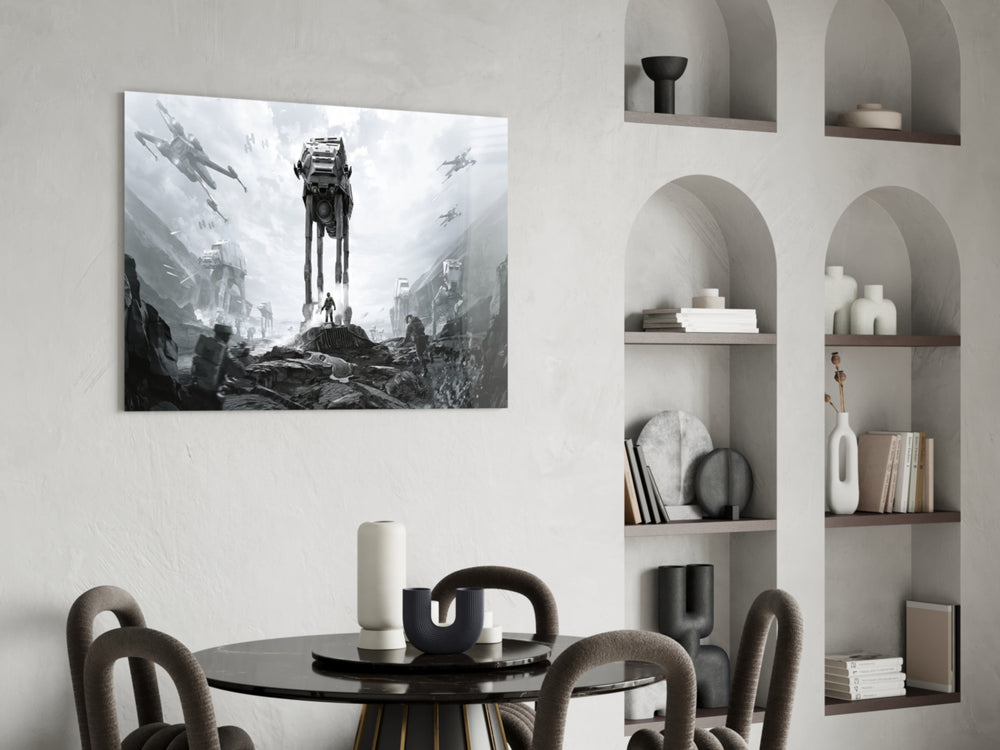 Star Wars glass print bringing concept-art edge to a teen's bedroom