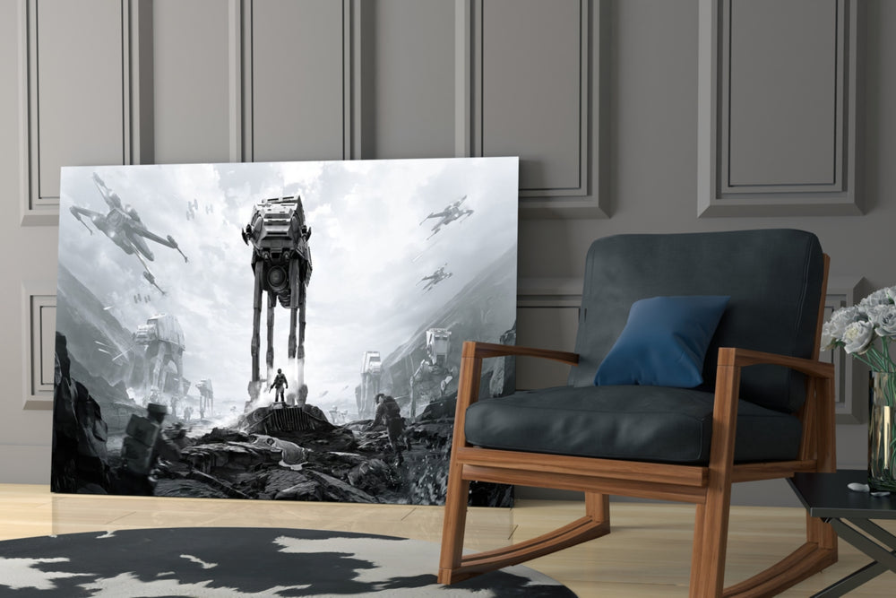 Star Wars yatay panel against a moody dark-painted accent wall