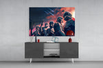 Star Wars Bad Batch glass wall art catching light to reveal its painted embers
