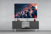 Star Wars Bad Batch glass wall art catching light to reveal its painted embers