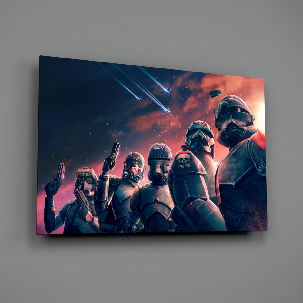 Star Wars tribute panel anchoring a man cave wall