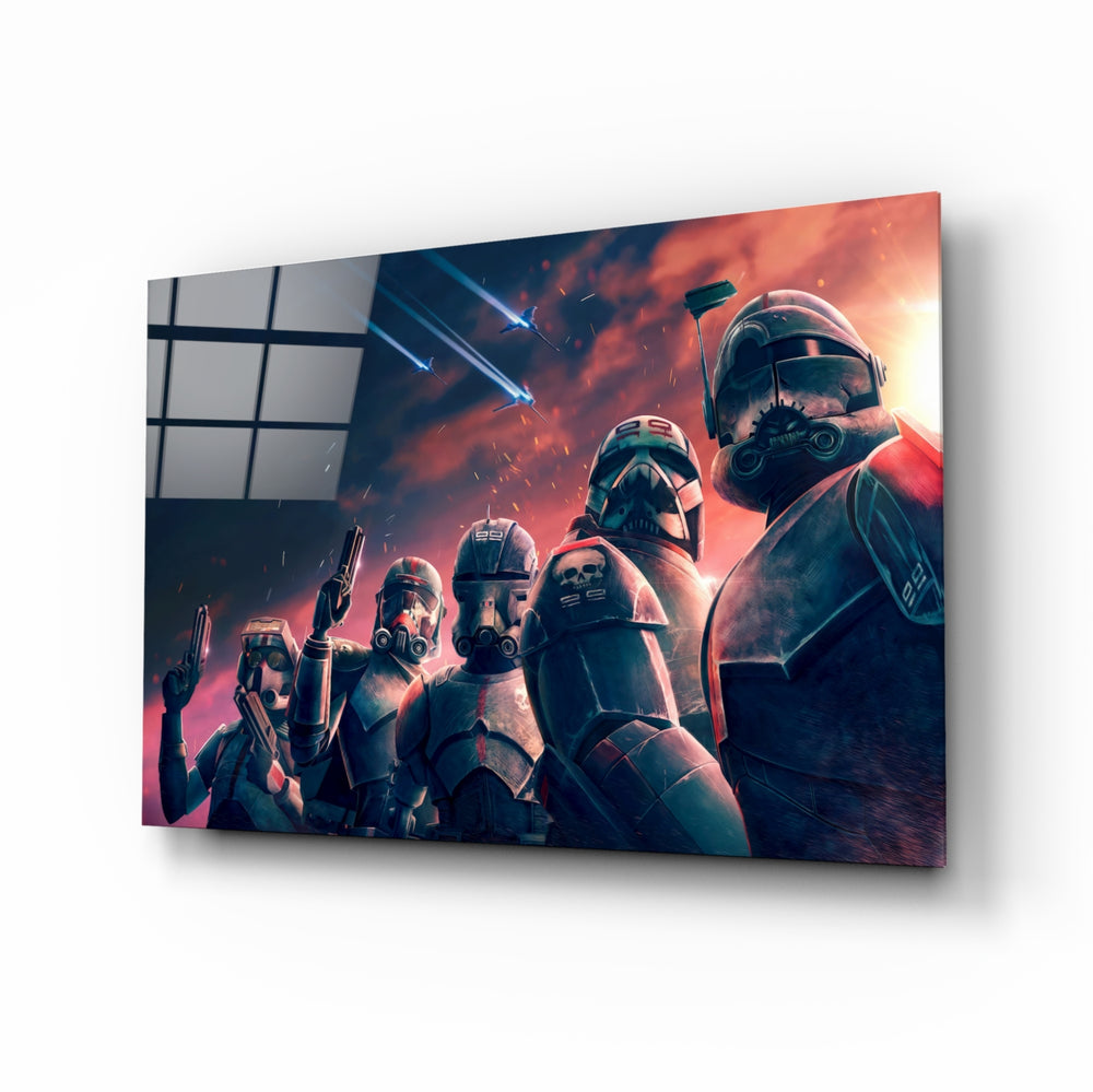 Star Wars Bad Batch glass wall art in a modern home cinema