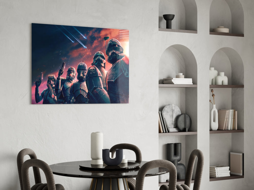 Star Wars glass print bringing clone-squad edge to a teen's bedroom