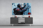 Bad Batch Trooper glass wall art catching light to reveal its painted chrome