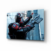 Bad Batch Trooper glass wall art in a modern home cinema