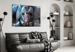 Bad Batch Helmet artwork styled in a gaming room interior