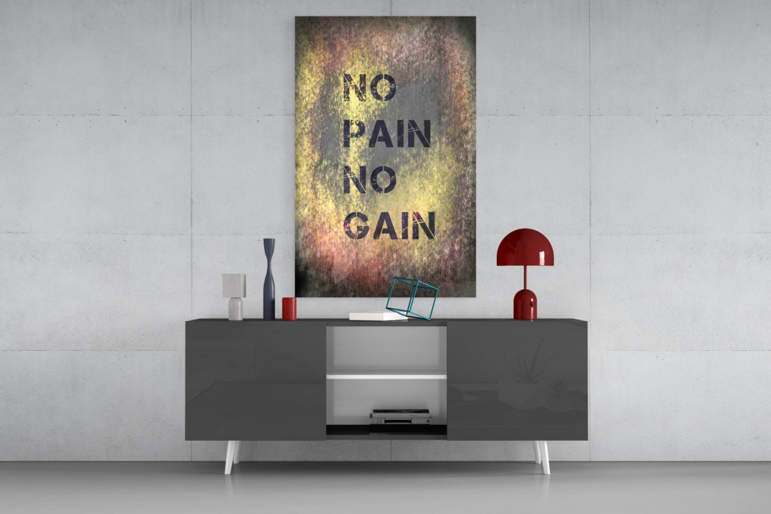 No Pain No Gain Glass Wall Art.