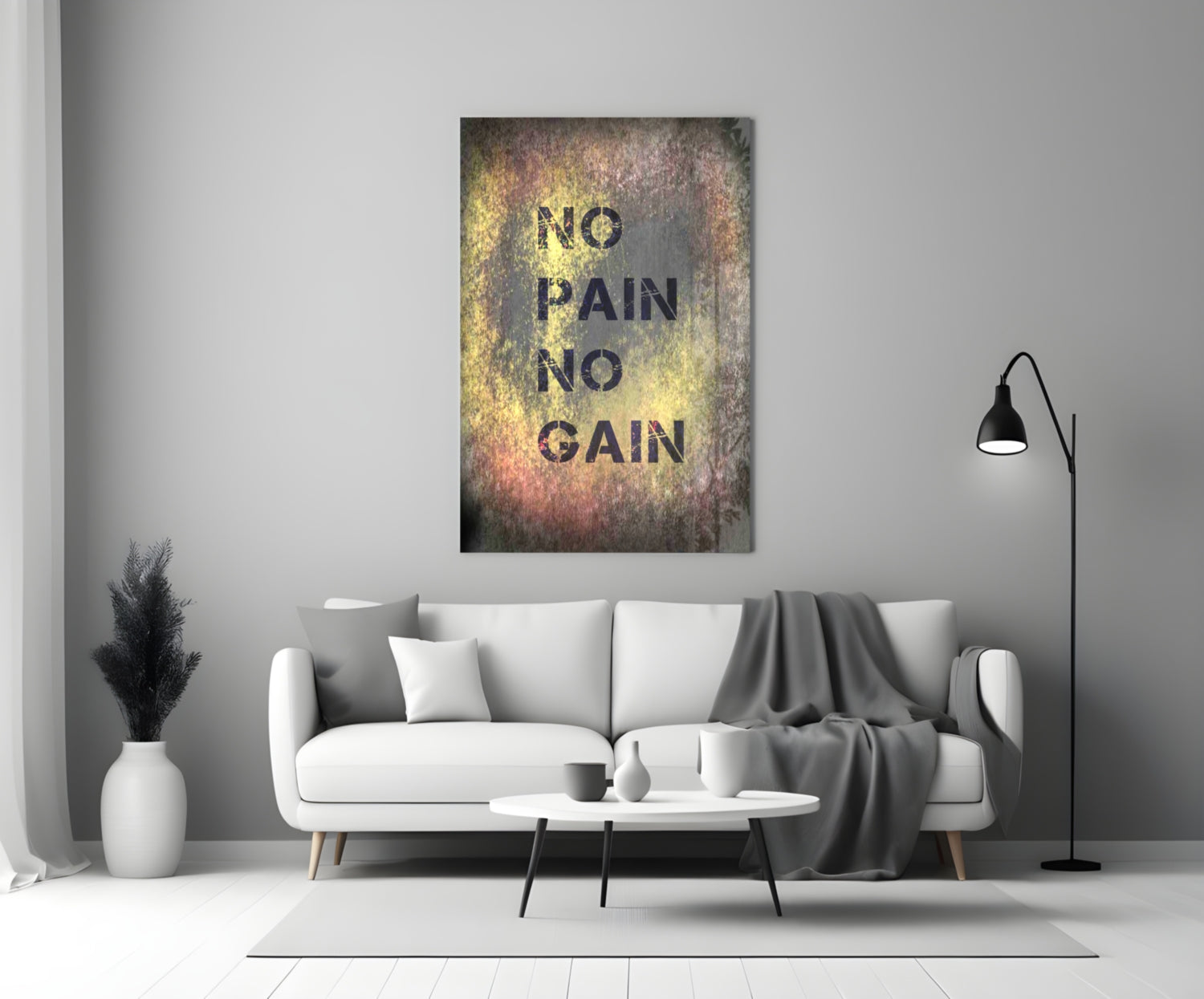No Pain No Gain Glass Wall Art.