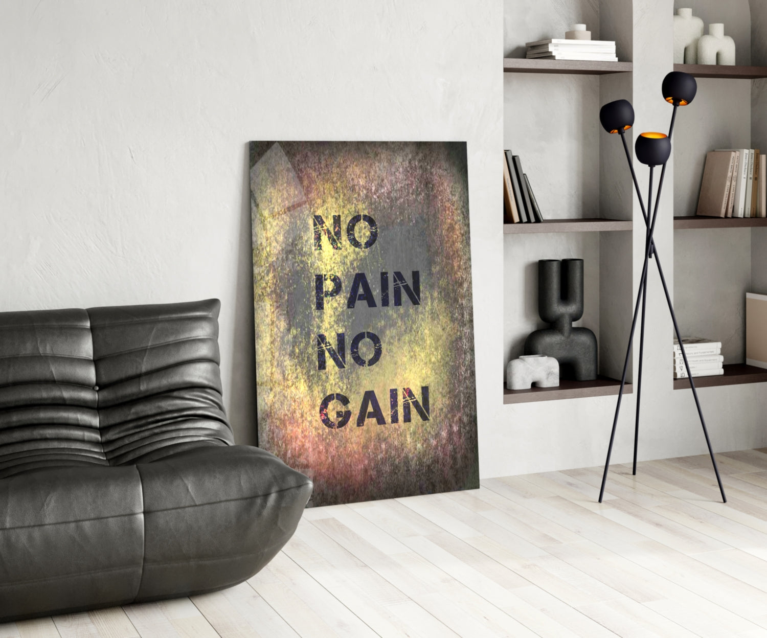No Pain No Gain Glass Wall Art.