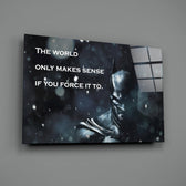 DC motivational panel anchoring a man cave wall