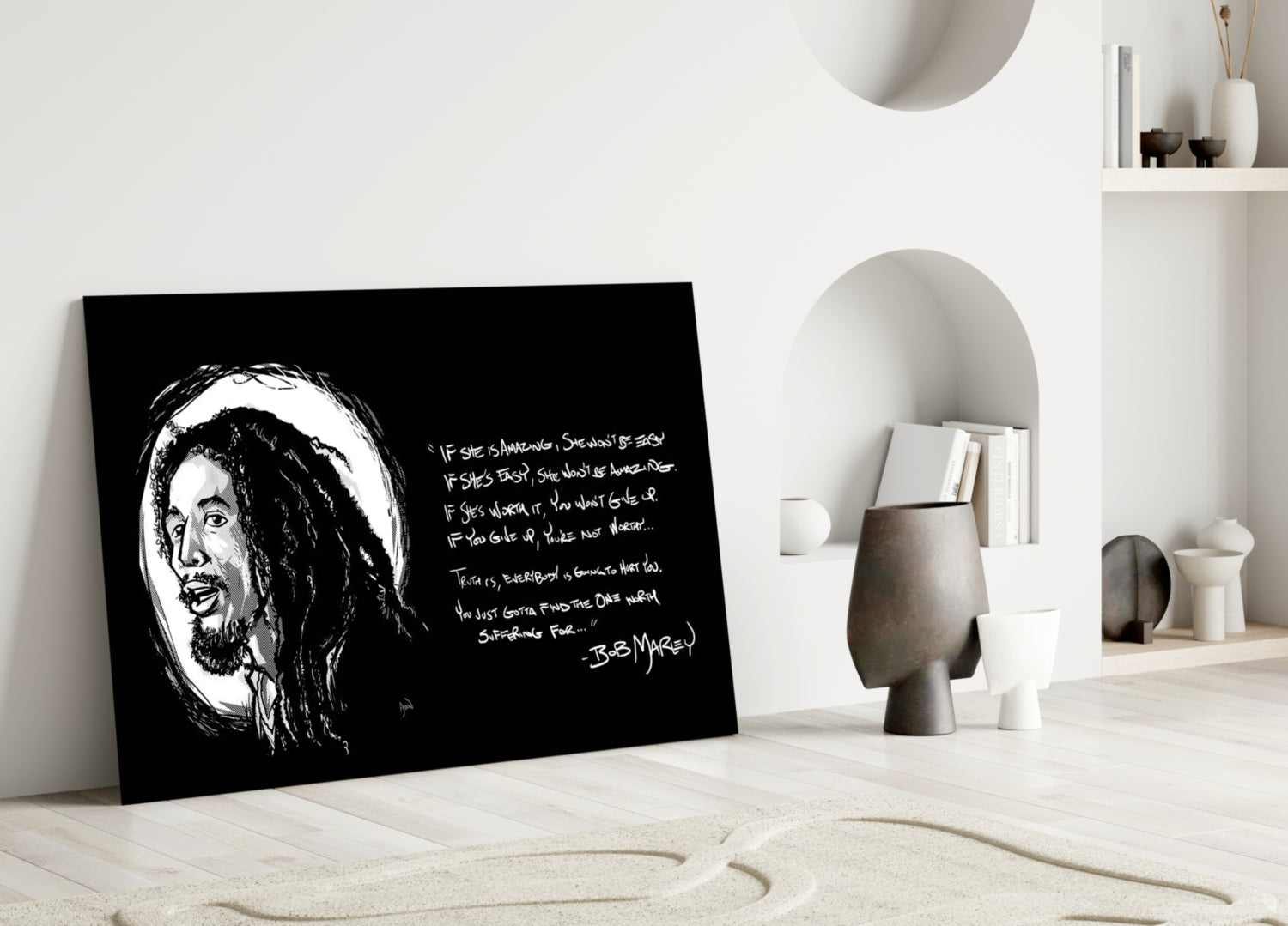 Words of Bob Marley Glass Wall Art.