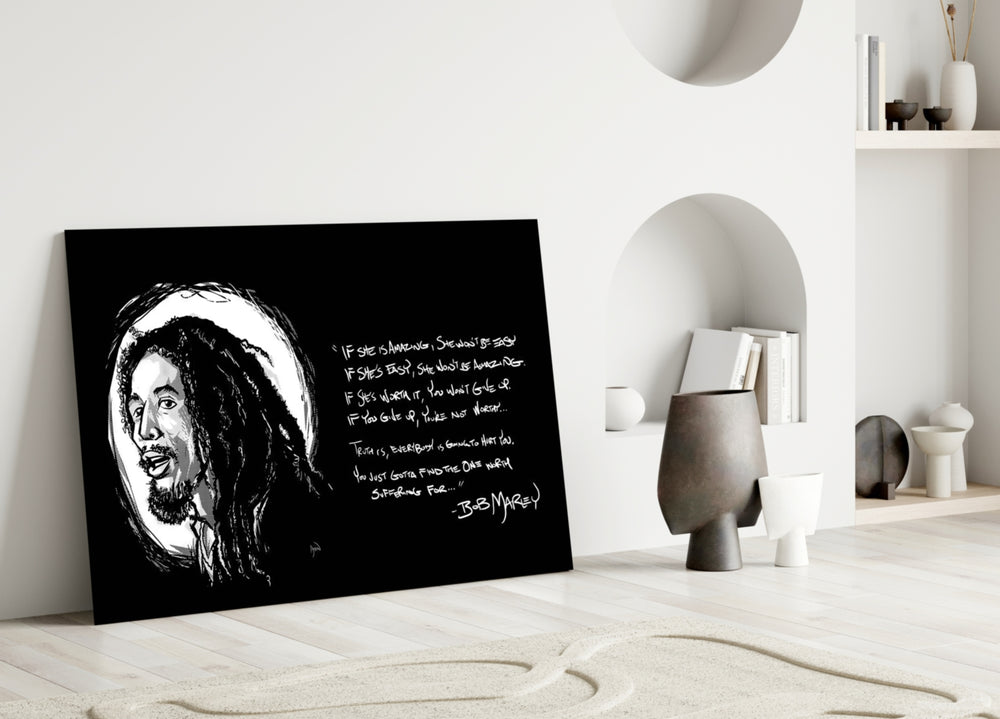 Words of Bob Marley artwork styled in a teen's bedroom interior