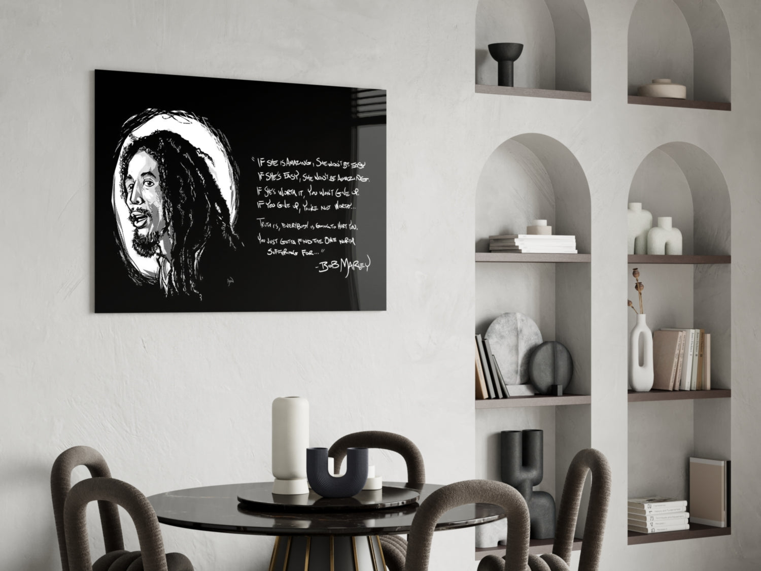 Words of Bob Marley Glass Wall Art.