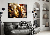 Sacred glass print bringing temple edge to a study