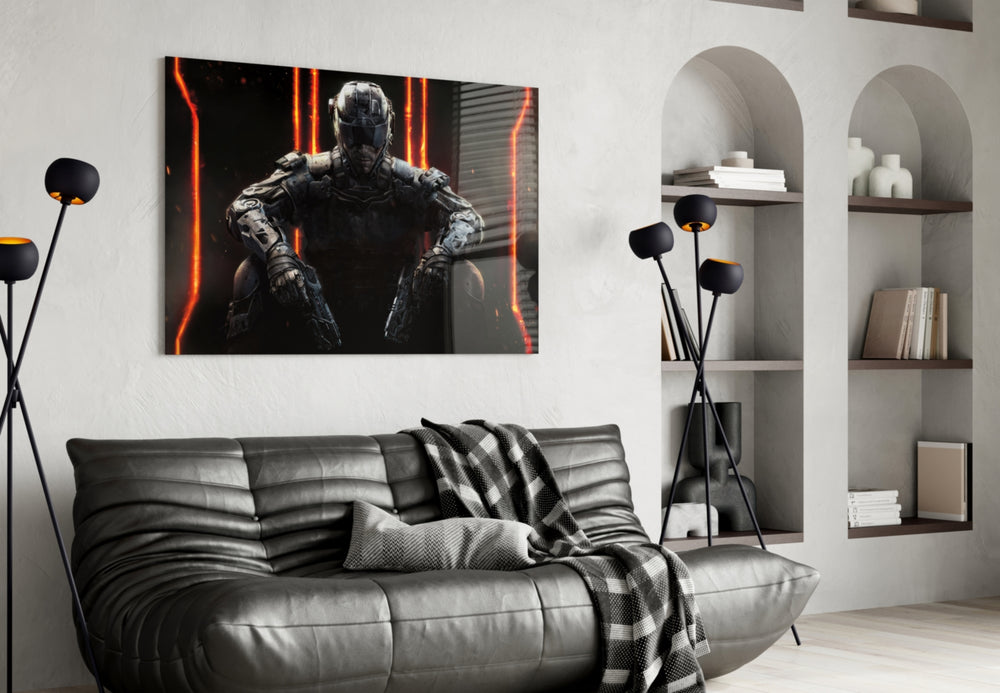 FPS glass print bringing tactical edge to a teen's bedroom