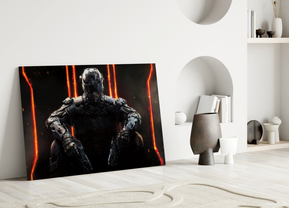 Call of Duty artwork styled in a home cinema interior