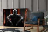 Cinematic artwork in a tactical-leaning home interior