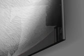 Burn the Money glass wall art catching light to reveal its painted smoke