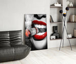 Pop-luxury panel against a moody dark-painted accent wall