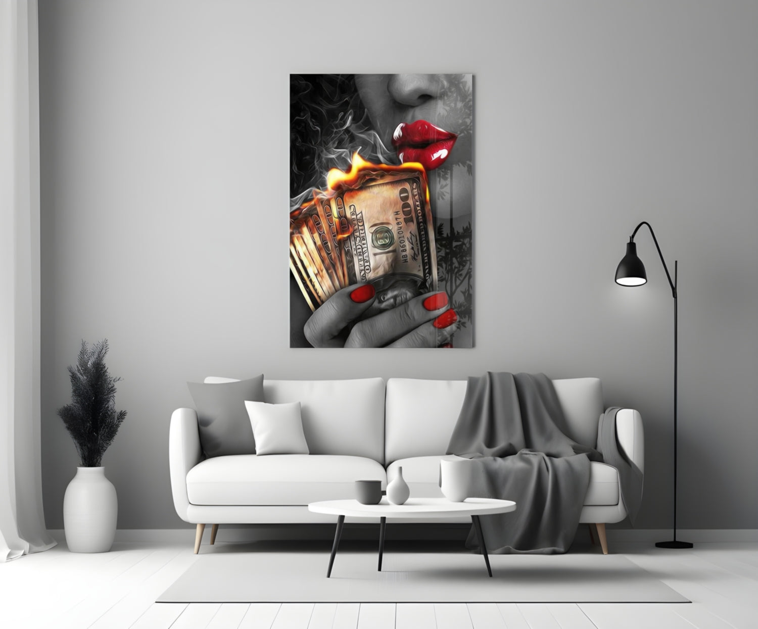 Burn the Money Glass Wall Art.