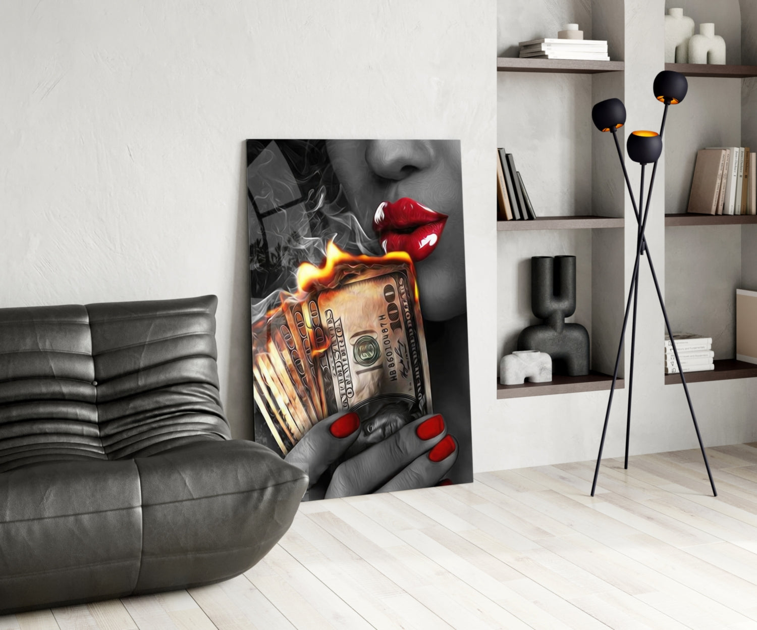 Burn the Money Glass Wall Art.