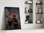 Café panel against a moody dark-painted accent wall