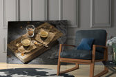 Café yatay panel against a moody dark-painted accent wall