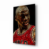NBA tribute panel anchoring a sports bar wall