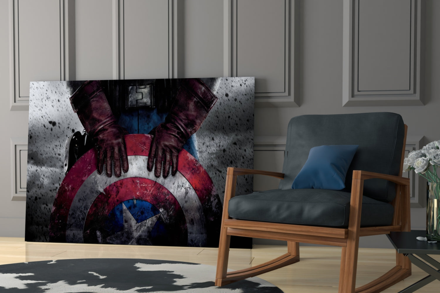 Captain America Glass Wall Art.