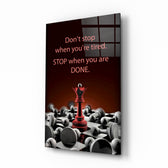 Strategy motivation panel anchoring a home office wall