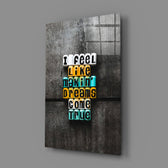 Motivational typography panel anchoring a designer office wall