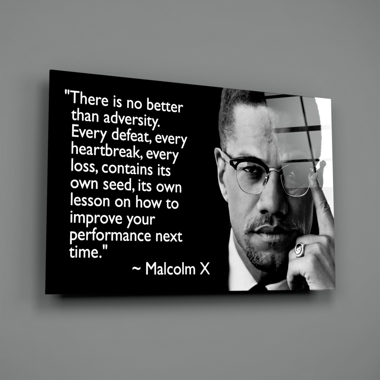 Words of Malcolm X Glass Wall Art.