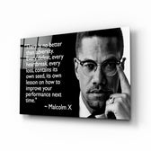 Words of Malcolm X glass wall art in a modern study