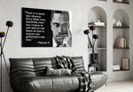 Words of Malcolm X artwork styled in a creative loft interior