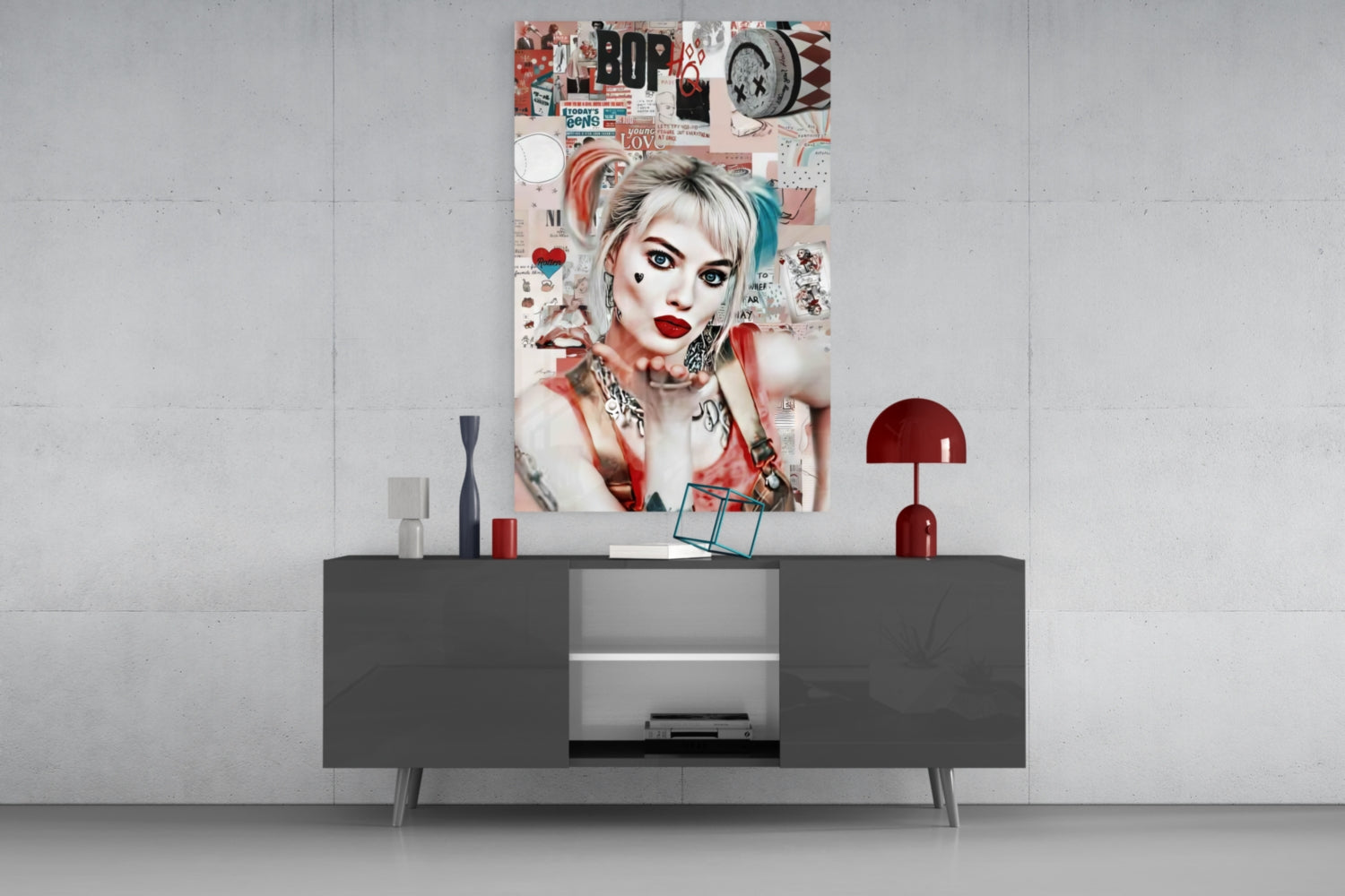 Harley Quinn Glass Wall Art.