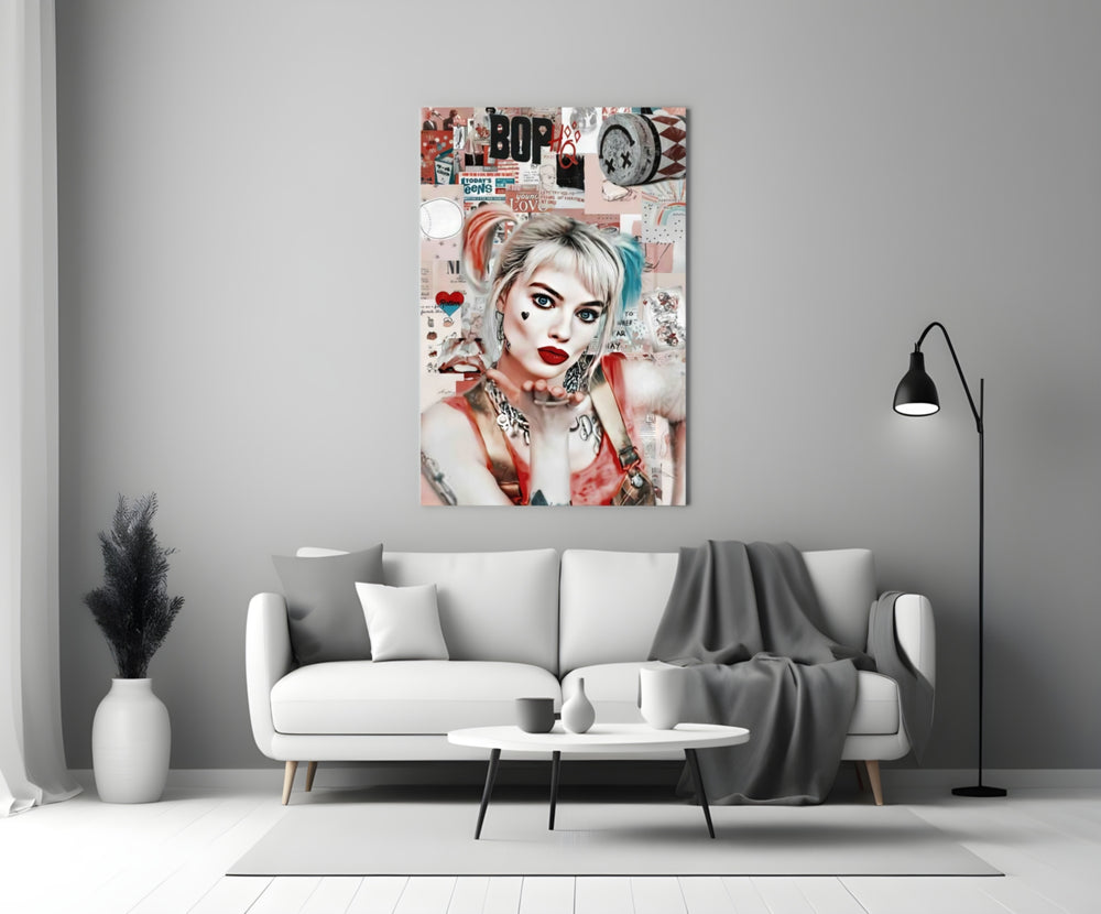 Harley Quinn artwork styled in a vanity wall interior