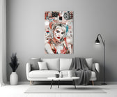 Harley Quinn artwork styled in a vanity wall interior