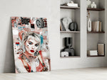 Cinematic artwork in a millennial-pink-leaning home interior