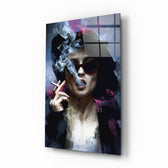 Marla Singer glass wall art in a modern home cinema