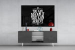 If You Can Dream It glass wall art catching light to reveal its painted flourish