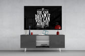 If You Can Dream It glass wall art catching light to reveal its painted flourish