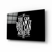 If You Can Dream It glass wall art in a modern home office